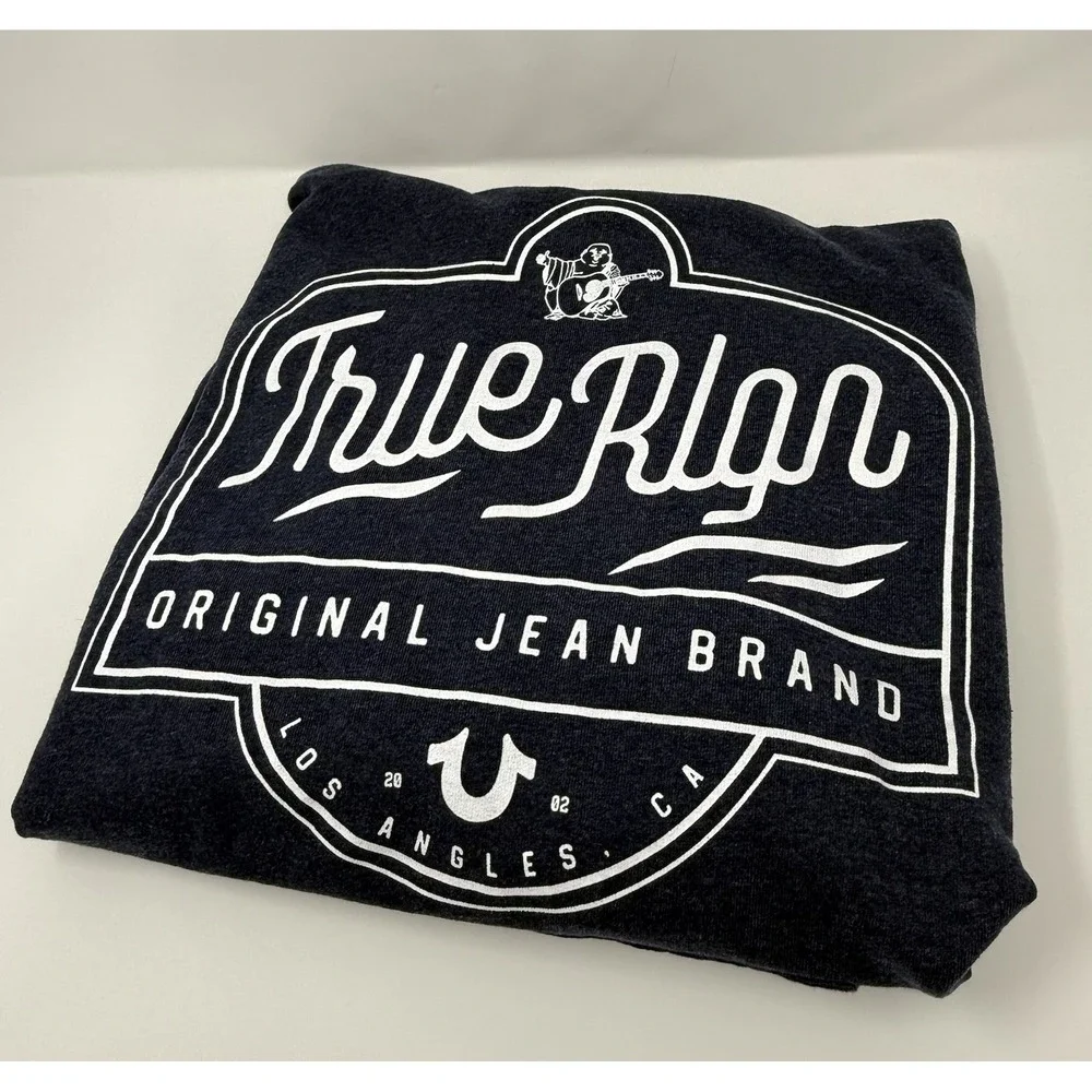 True Religion Hoodie Men's L Blue Logo Long Sleeve Original Jean Brand